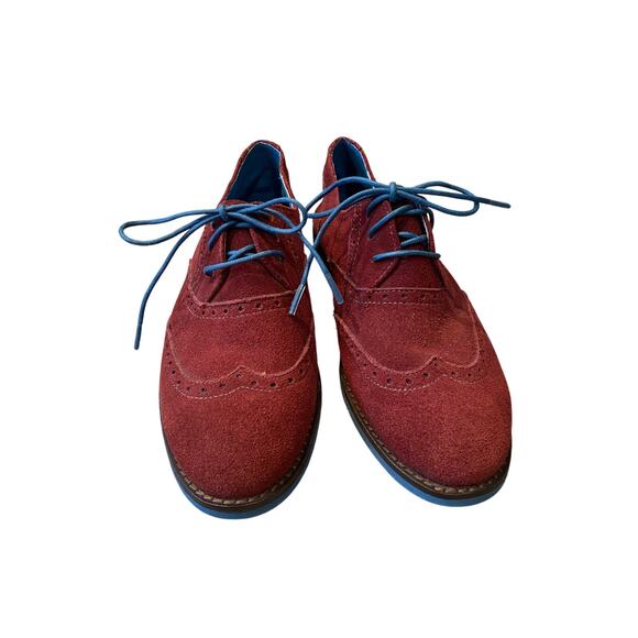 Johnston & Murphy maroon and teal lace-up suede oxfords size 6 - Picture 4 of 8